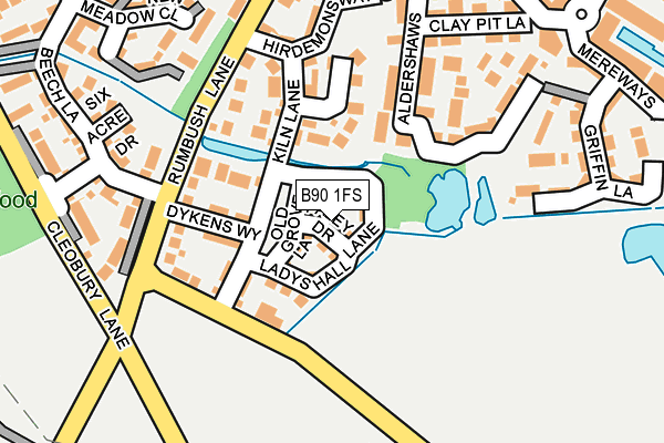 B90 1FS map - OS OpenMap – Local (Ordnance Survey)