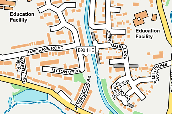 B90 1HE map - OS OpenMap – Local (Ordnance Survey)