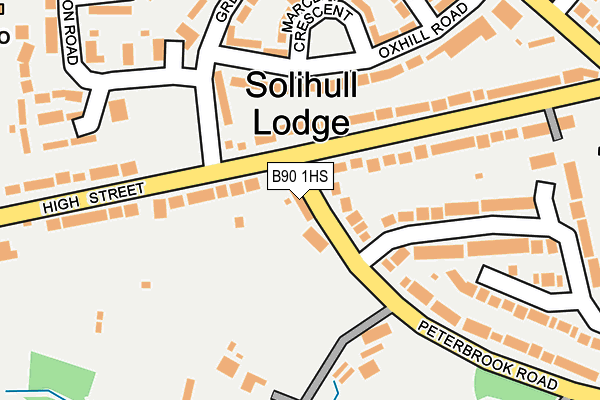 B90 1HS map - OS OpenMap – Local (Ordnance Survey)