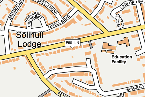 B90 1JN map - OS OpenMap – Local (Ordnance Survey)