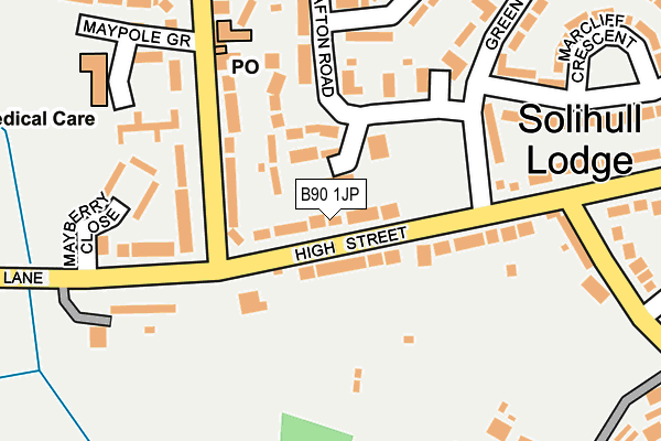 B90 1JP map - OS OpenMap – Local (Ordnance Survey)