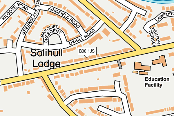 B90 1JS map - OS OpenMap – Local (Ordnance Survey)