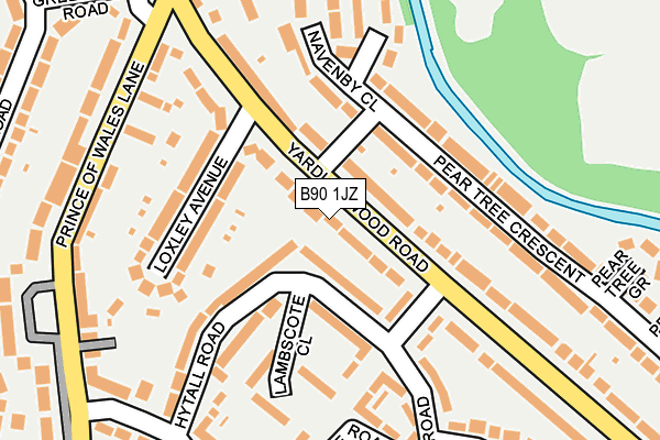 B90 1JZ map - OS OpenMap – Local (Ordnance Survey)