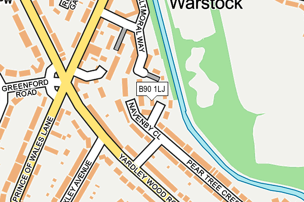 B90 1LJ map - OS OpenMap – Local (Ordnance Survey)