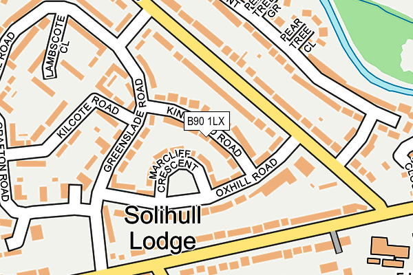 B90 1LX map - OS OpenMap – Local (Ordnance Survey)