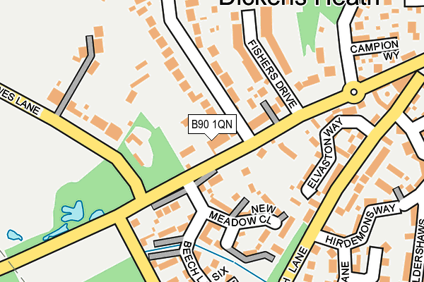 B90 1QN map - OS OpenMap – Local (Ordnance Survey)