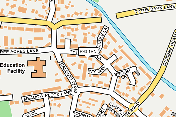 B90 1RN map - OS OpenMap – Local (Ordnance Survey)
