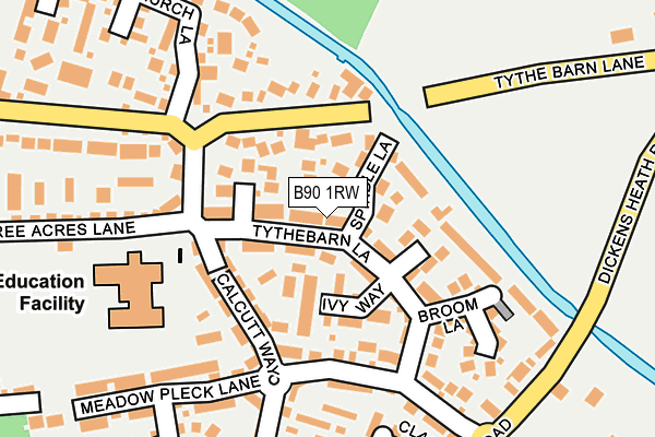 B90 1RW map - OS OpenMap – Local (Ordnance Survey)