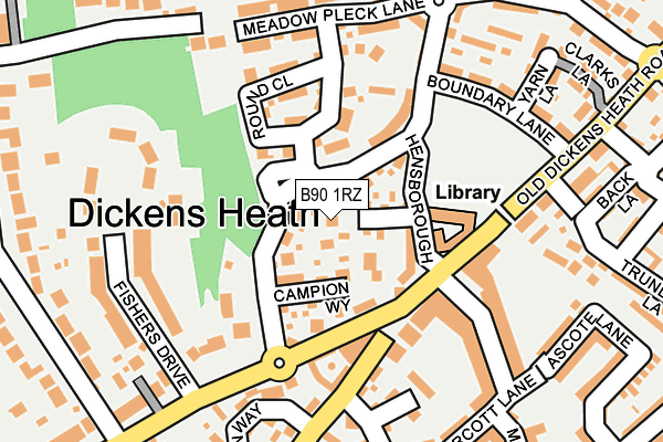 B90 1RZ map - OS OpenMap – Local (Ordnance Survey)