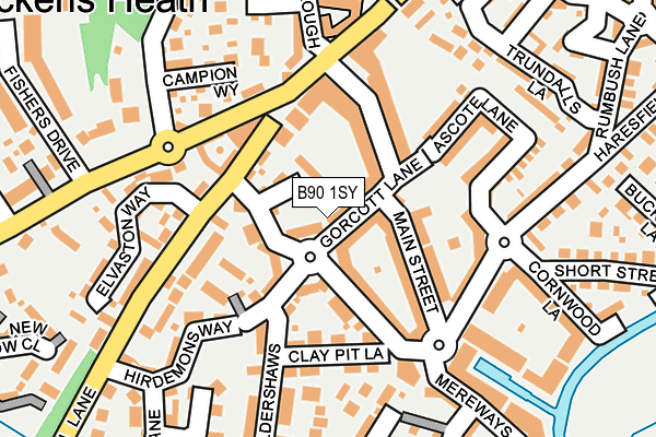 B90 1SY map - OS OpenMap – Local (Ordnance Survey)