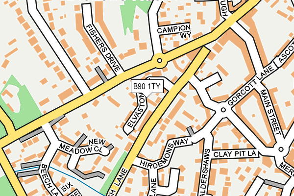 B90 1TY map - OS OpenMap – Local (Ordnance Survey)