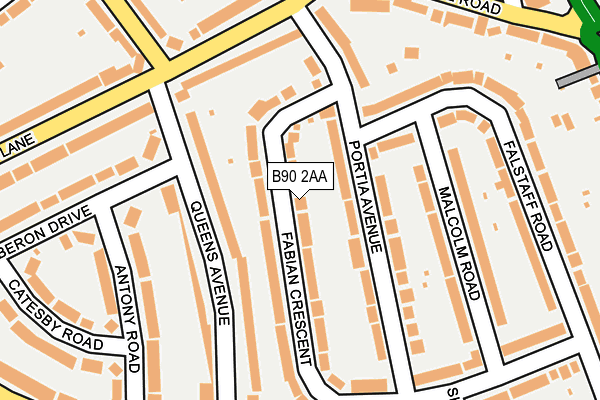 B90 2AA map - OS OpenMap – Local (Ordnance Survey)