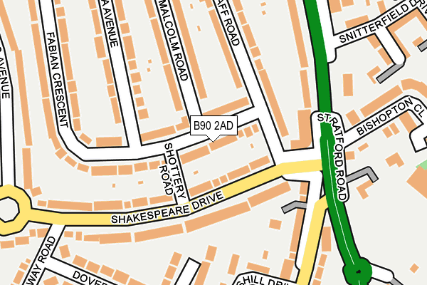 B90 2AD map - OS OpenMap – Local (Ordnance Survey)