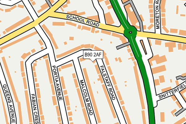 B90 2AF map - OS OpenMap – Local (Ordnance Survey)