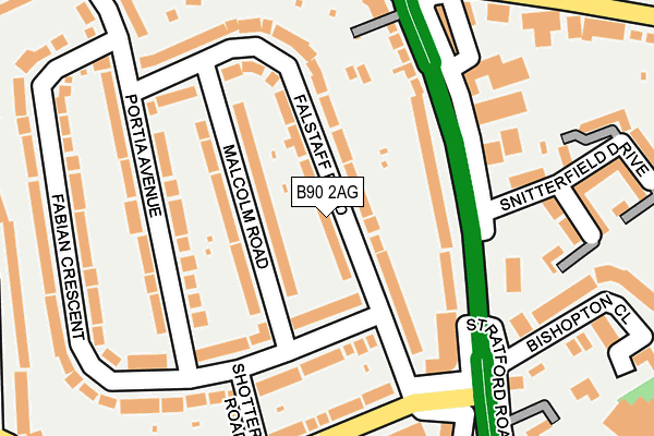 B90 2AG map - OS OpenMap – Local (Ordnance Survey)
