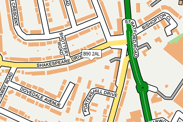 B90 2AL map - OS OpenMap – Local (Ordnance Survey)