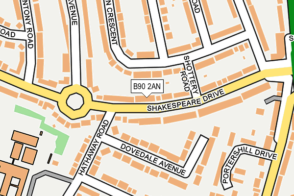 B90 2AN map - OS OpenMap – Local (Ordnance Survey)
