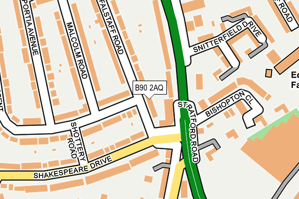 B90 2AQ map - OS OpenMap – Local (Ordnance Survey)