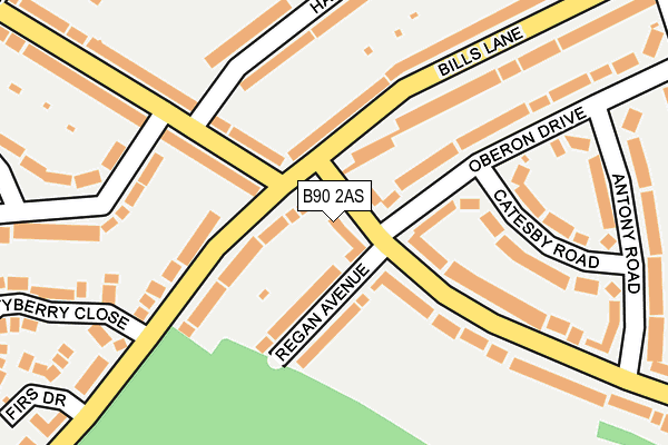B90 2AS map - OS OpenMap – Local (Ordnance Survey)