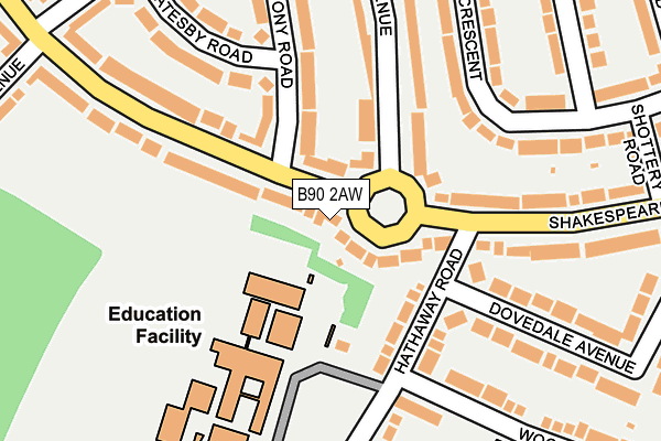 B90 2AW map - OS OpenMap – Local (Ordnance Survey)