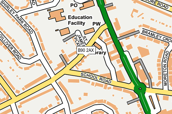 B90 2AX map - OS OpenMap – Local (Ordnance Survey)