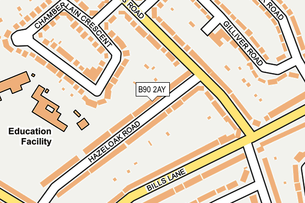 B90 2AY map - OS OpenMap – Local (Ordnance Survey)