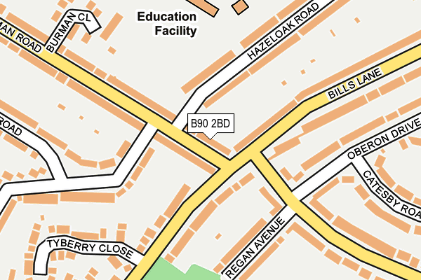 B90 2BD map - OS OpenMap – Local (Ordnance Survey)