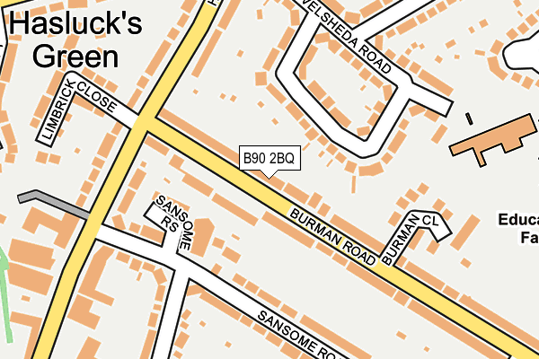B90 2BQ map - OS OpenMap – Local (Ordnance Survey)