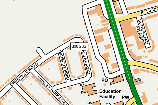 B90 2BS map - OS OpenMap – Local (Ordnance Survey)