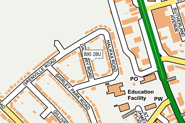 B90 2BU map - OS OpenMap – Local (Ordnance Survey)