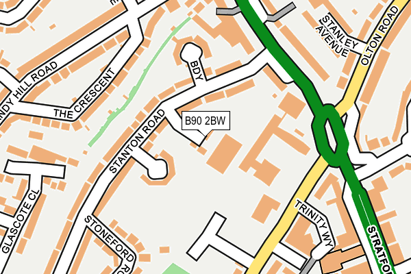 B90 2BW map - OS OpenMap – Local (Ordnance Survey)
