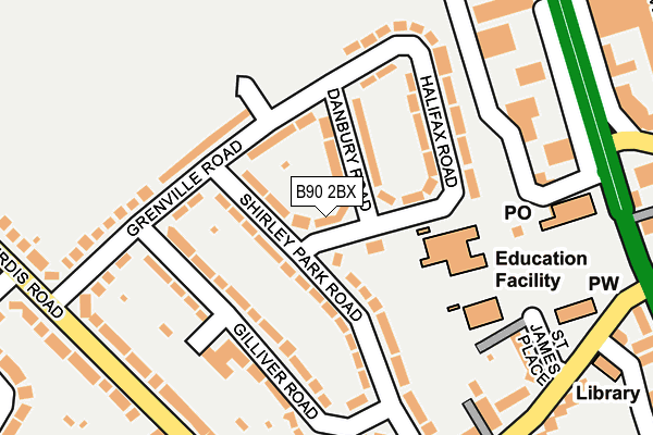 B90 2BX map - OS OpenMap – Local (Ordnance Survey)