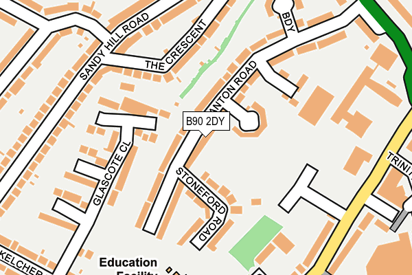 B90 2DY map - OS OpenMap – Local (Ordnance Survey)