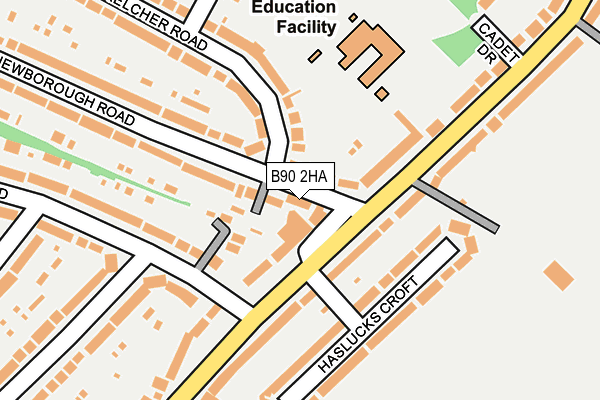 B90 2HA map - OS OpenMap – Local (Ordnance Survey)