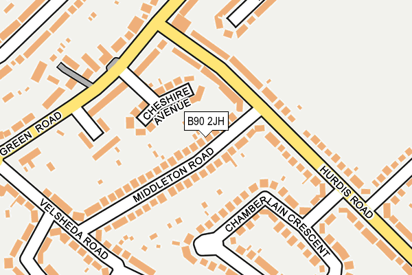 B90 2JH map - OS OpenMap – Local (Ordnance Survey)
