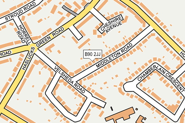 B90 2JJ map - OS OpenMap – Local (Ordnance Survey)