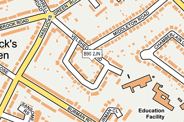 B90 2JN map - OS OpenMap – Local (Ordnance Survey)