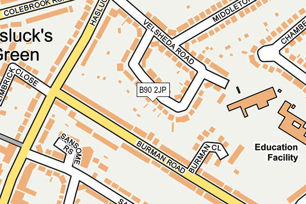 B90 2JP map - OS OpenMap – Local (Ordnance Survey)