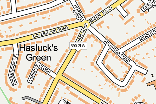 B90 2LW map - OS OpenMap – Local (Ordnance Survey)