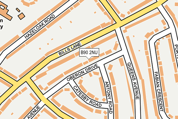 B90 2NU map - OS OpenMap – Local (Ordnance Survey)