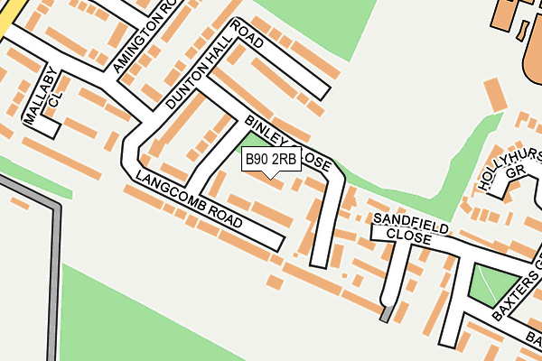 B90 2RB map - OS OpenMap – Local (Ordnance Survey)