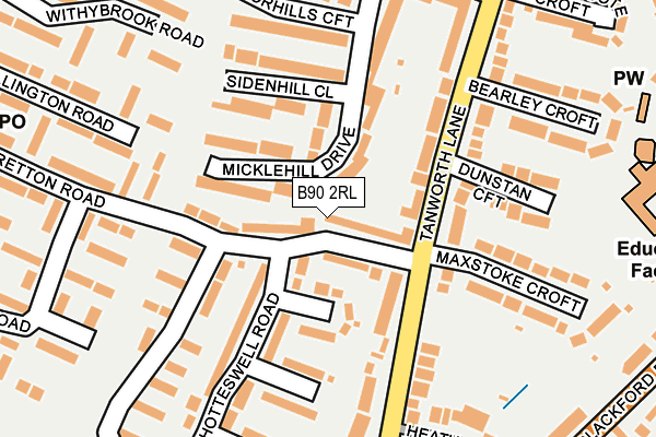 B90 2RL map - OS OpenMap – Local (Ordnance Survey)