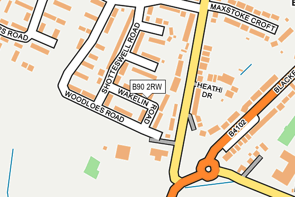 B90 2RW map - OS OpenMap – Local (Ordnance Survey)