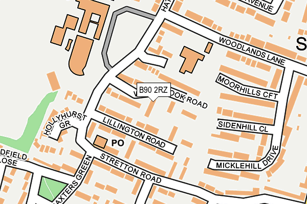 B90 2RZ map - OS OpenMap – Local (Ordnance Survey)