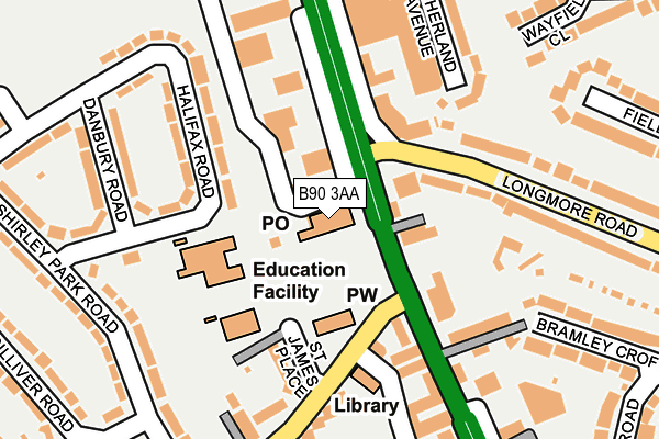 B90 3AA map - OS OpenMap – Local (Ordnance Survey)