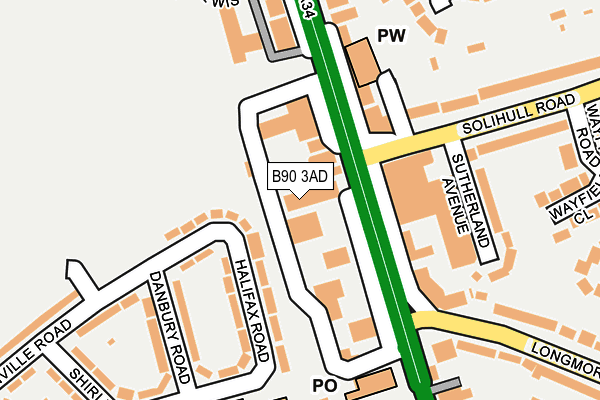 B90 3AD map - OS OpenMap – Local (Ordnance Survey)