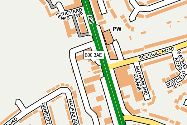 B90 3AE map - OS OpenMap – Local (Ordnance Survey)