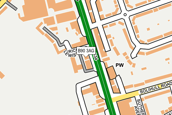B90 3AG map - OS OpenMap – Local (Ordnance Survey)