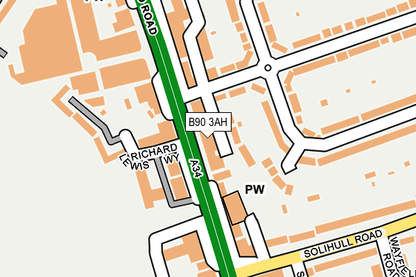 B90 3AH map - OS OpenMap – Local (Ordnance Survey)