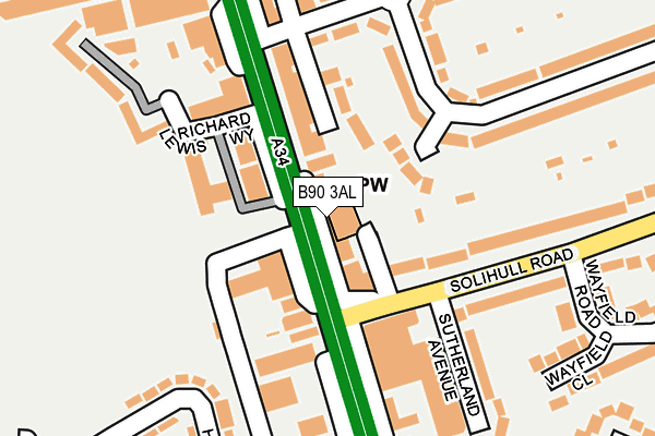 B90 3AL map - OS OpenMap – Local (Ordnance Survey)